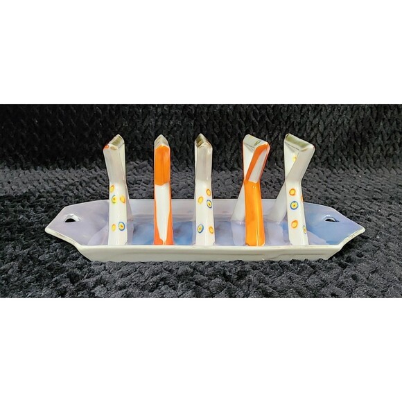 Japanese Lusterware Art Deco Toast Rack – Hand-Painted – 1920s–1930s - Picture 4 of 13